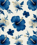 Blue Floral Hibiscus Pattern Rug