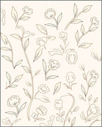 Delicate Floral Line Drawings Rug