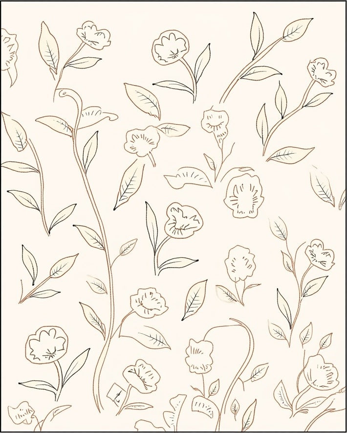 Delicate Floral Line Drawings Rug