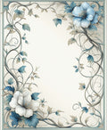 Elegant Blue White Floral Scroll Rug