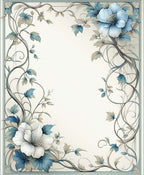 Elegant Blue White Floral Scroll Rug