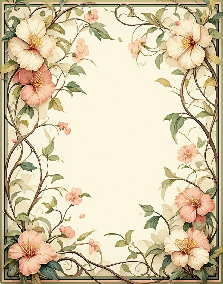 Soft Floral Vines Botanical Art Rug