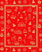 Crimson Festive Icons Repeat Rug