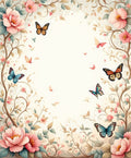 Delicate Floral Butterfly Garden Pattern Rug