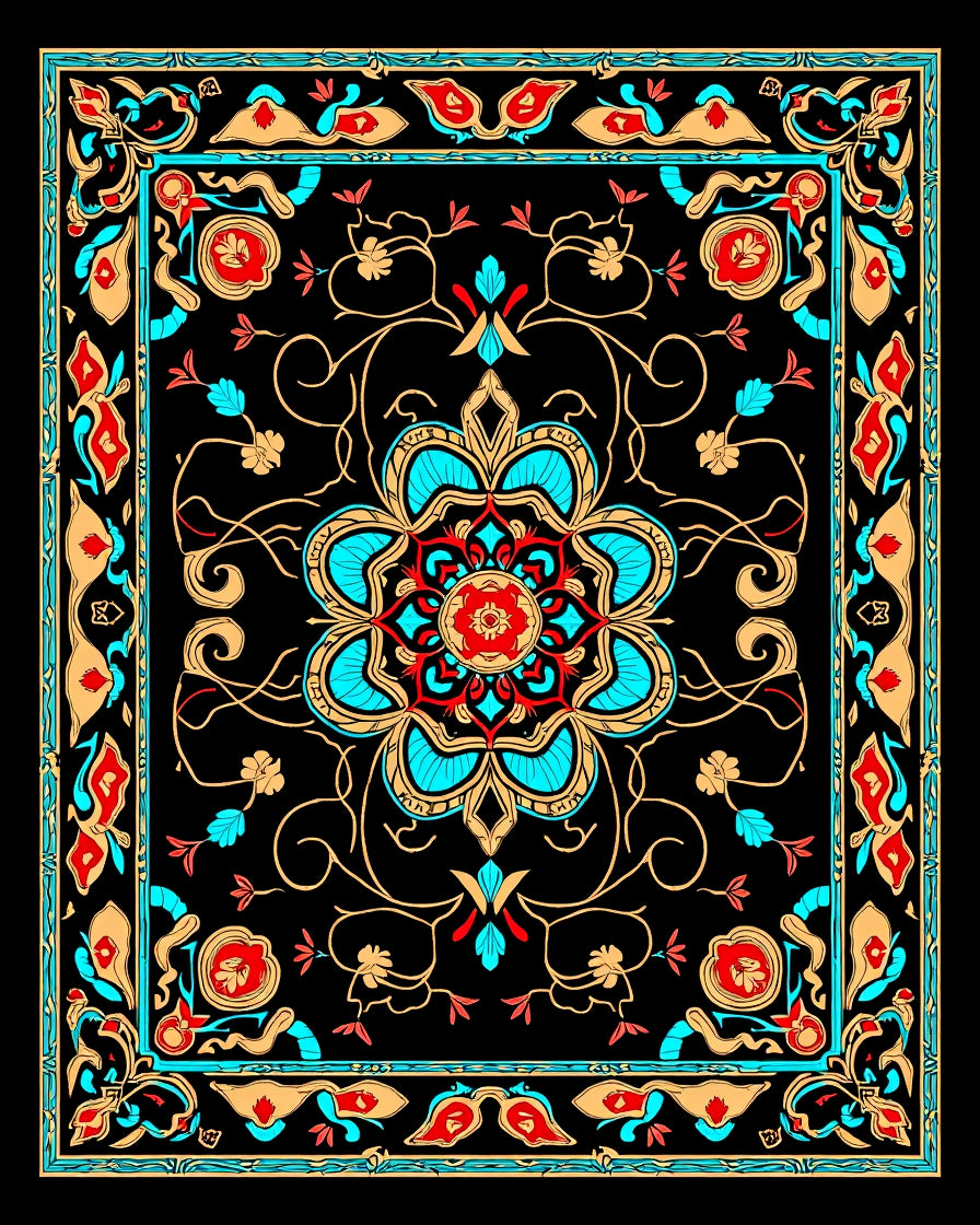 Intricate Floral Mandala Patterned Rug
