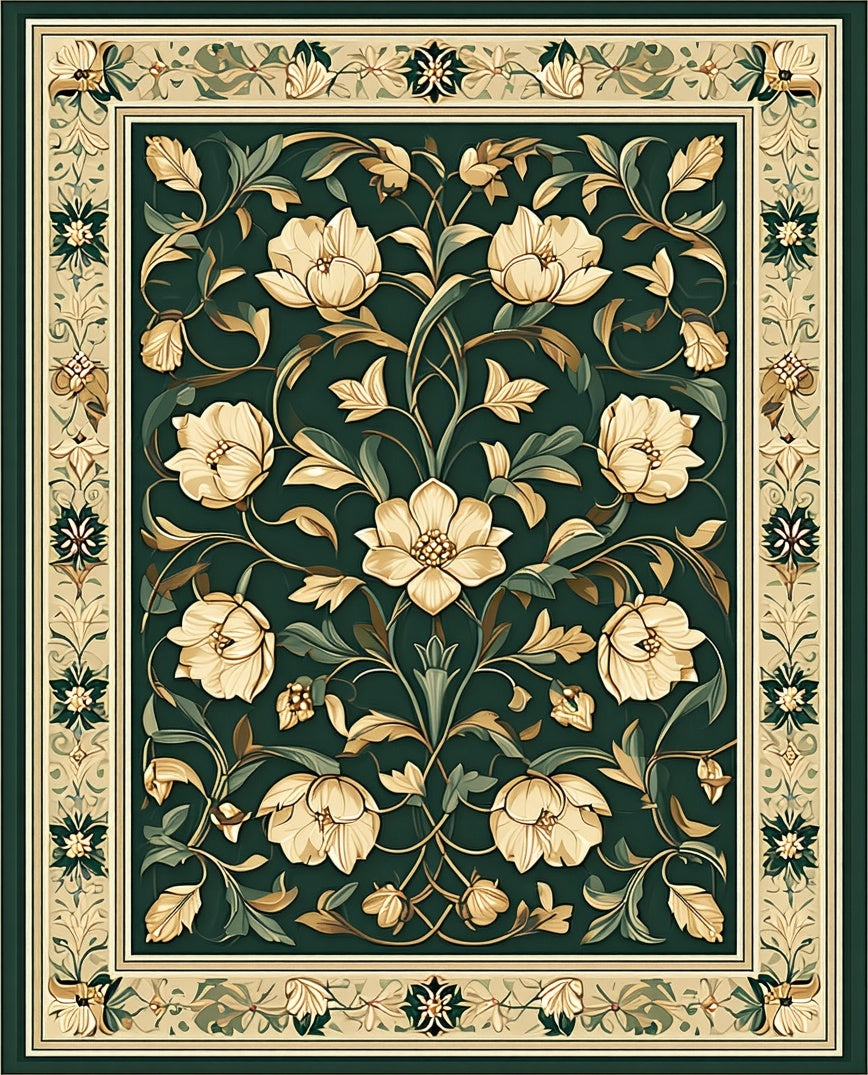 Elegant Floral Vine Patterned Rug