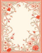 Art Nouveau Floral Swirl Border Design Rug