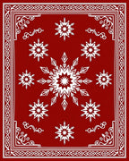 Crimson Snowflake Border Garland Rug