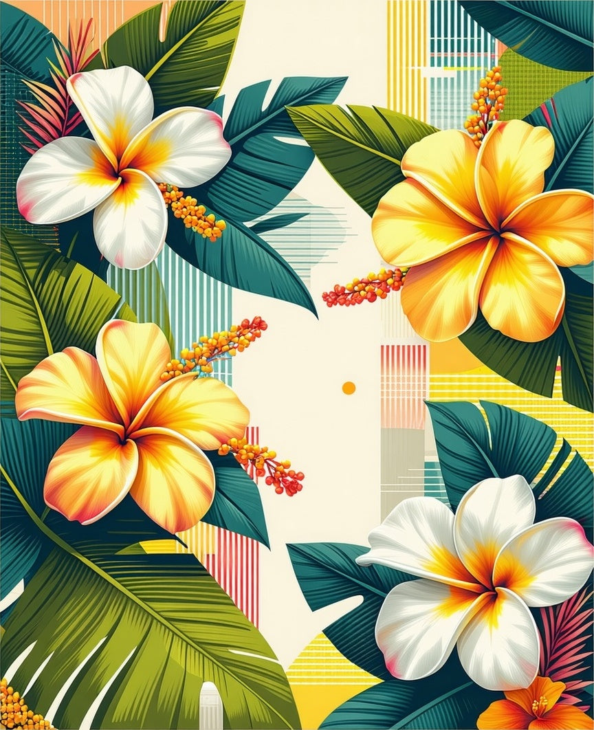 Tropical Bloom Leaf Design Rug