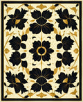 Ornate Black Gold Floral Pattern Rug