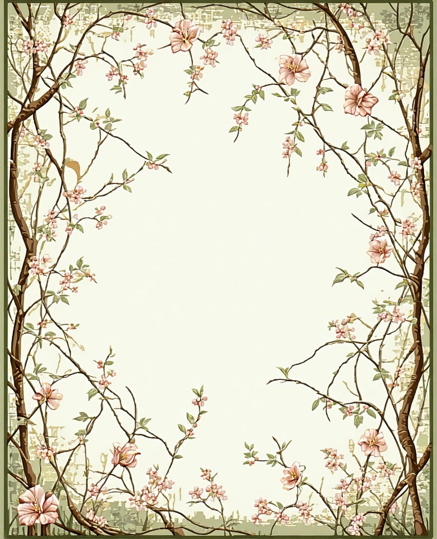 Whimsical Flowery Branches Pattern Rug
