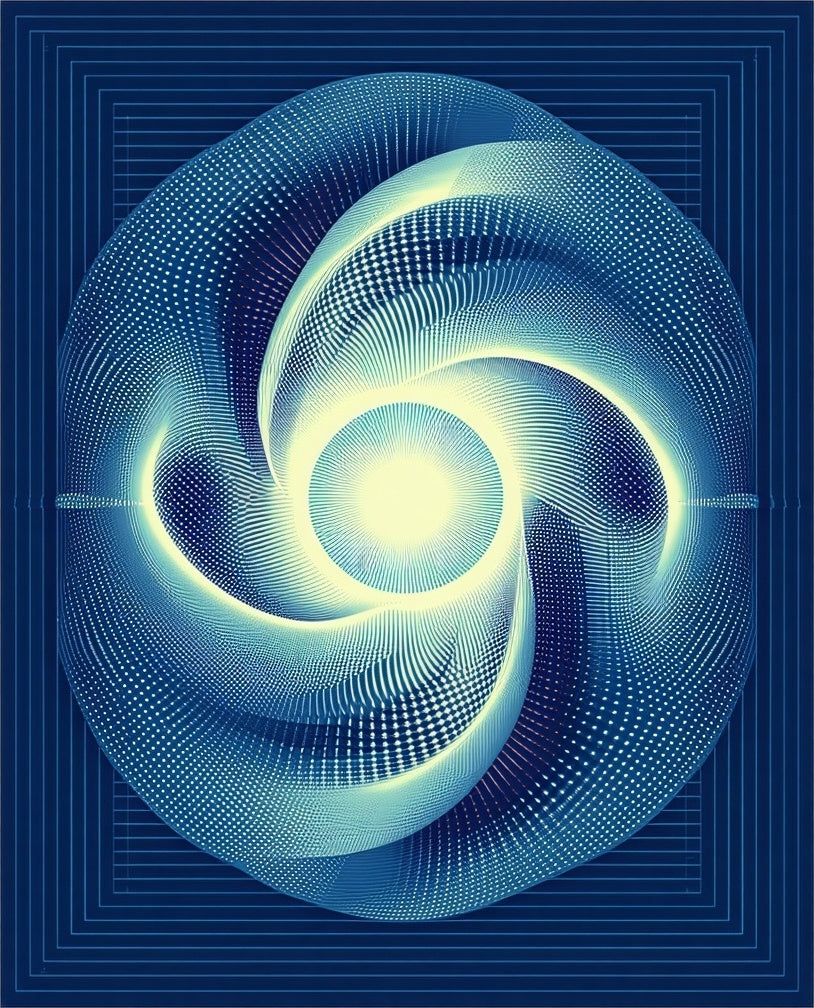 Abstract Swirling Blue Geometric Rug