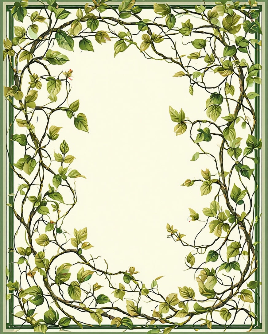 Vine and Leaf Border Design Rug