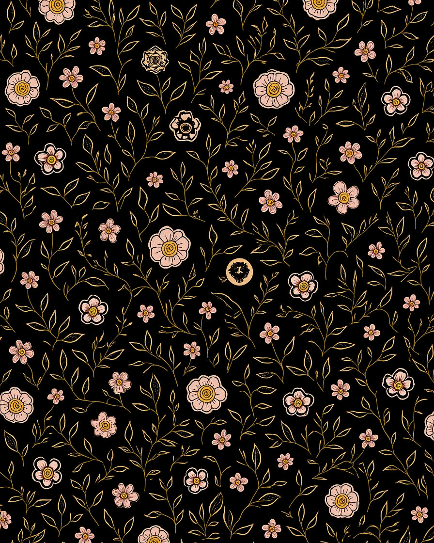 Delicate Pink Floral Vine Pattern Rug