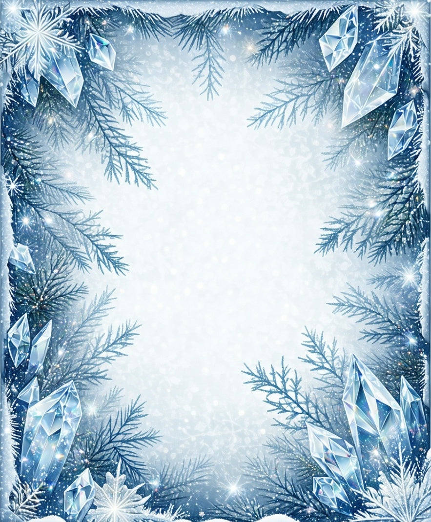 Winter Crystal Pine Needle Design Rug
