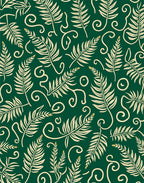 Green Beige Tropical Leaf Swirl Pattern Rug