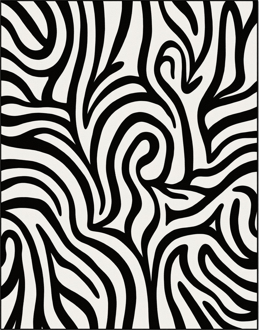 Abstract Black White Zebra Stripes Rug
