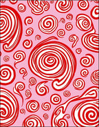Whimsical Red Swirls Pink Background Rug