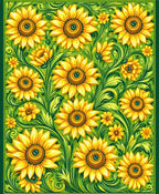 Golden Sunflower Lush Floral Pattern Rug