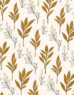 Golden Leafy Branch Pattern Rug