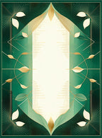 Emerald Gold Leaf Art Deco Rug