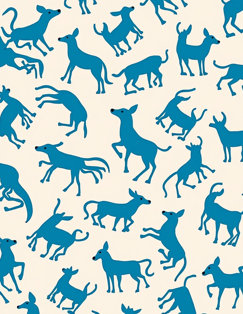 Playful Blue Dog Pattern Design Rug