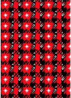 Red Black Houndstooth Starburst Rug