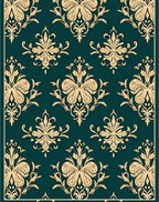 Regal Teal Gold Damask Flourish Rug