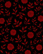 Dark Red Rose Floral Pattern Rug