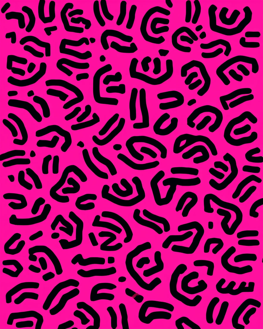 Hot Pink Graphic Outline Design Rug
