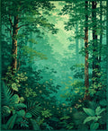 Lush Green Forest Canopy Pattern Rug