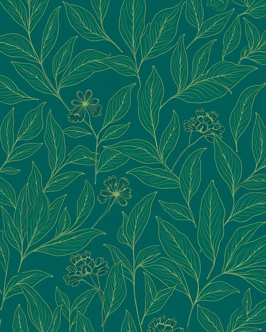 Botanical Leaf Outline Design Rug