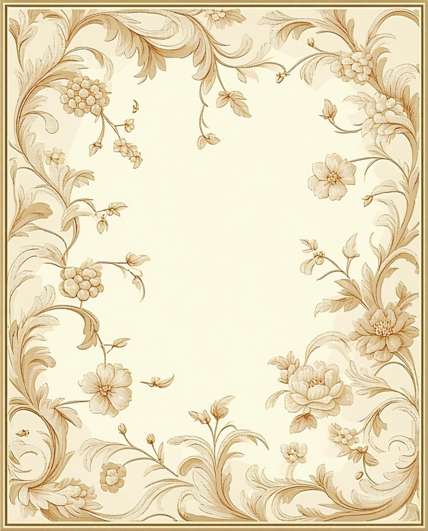 Vintage Floral Scroll Pattern Rug