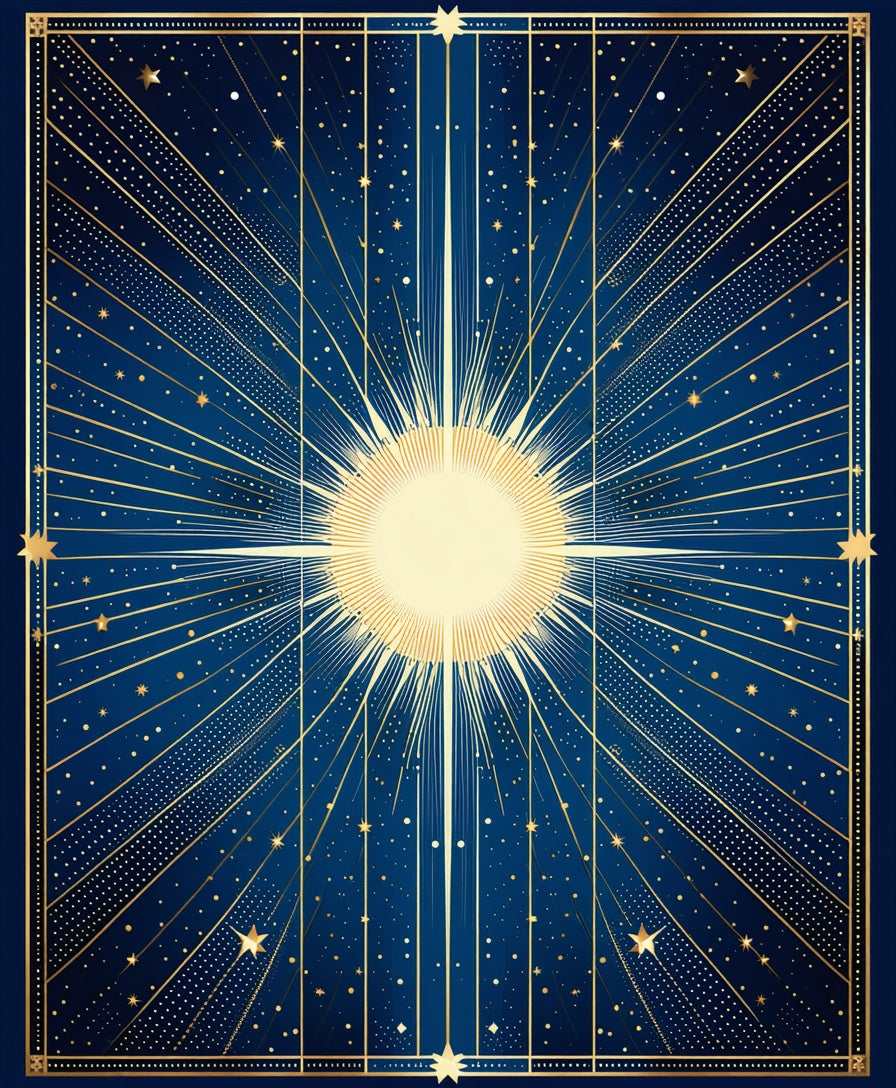 Celestial Sunburst Starry Night Rug