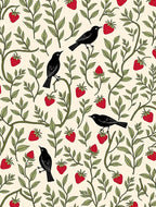 Charming Birds And Strawberry Vines Design Rug