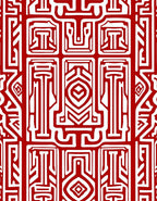 Intricate Red White Traditional Pattern Rug