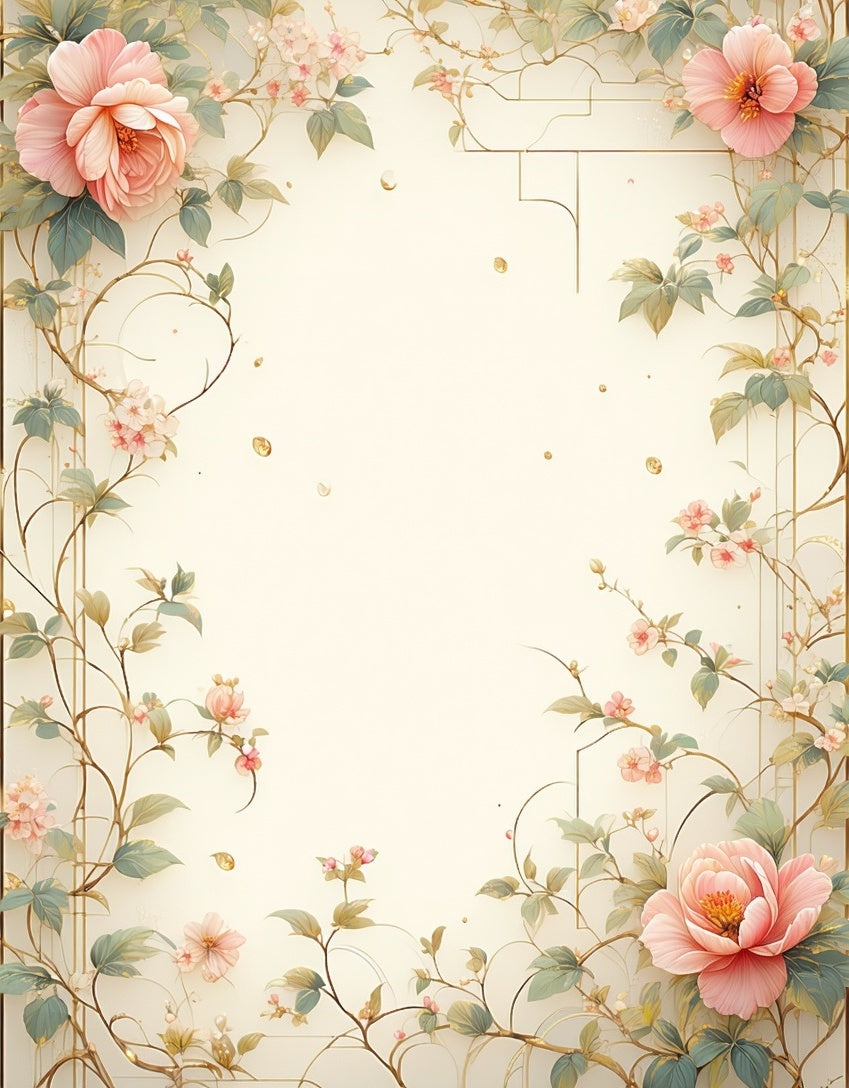 Elegant Peony Vine Floral Rug