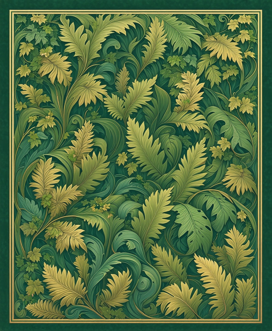 Verdant Leaf Patterned Garden Design Rug
