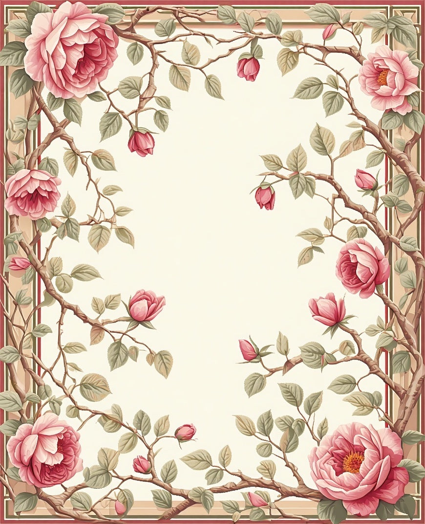 Vintage Rose Botanical Garden Design Rug