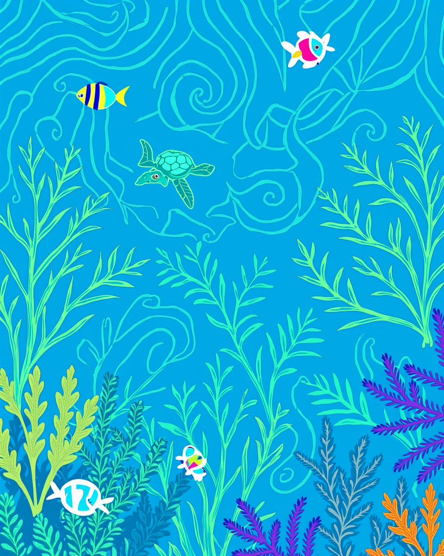 Ocean Life Tropical Fish Turtle Pattern Rug