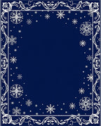 Navy White Snowflake Border Rug
