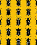Black Insect Pattern Yellow Motif Rug