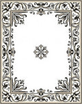 Ornate Black and Cream Scrollwork Border Rug