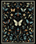 Dark Floral Butterfly Pattern Design Rug