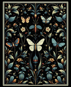 Dark Floral Butterfly Pattern Design Rug