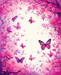 Whimsical Pink Butterflies Floral Design Rug