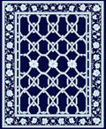 Elegant Blue Floral Lattice Design Rug