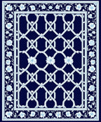 Elegant Blue Floral Lattice Design Rug