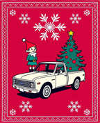 Christmas Elf with Truck Tree Snowflakes Rug