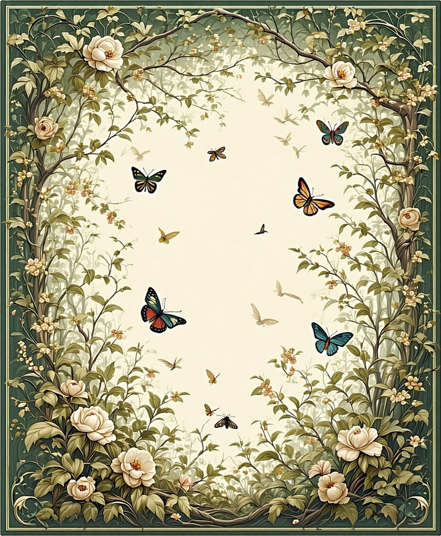 Enchanted Garden Butterfly Floral Rug